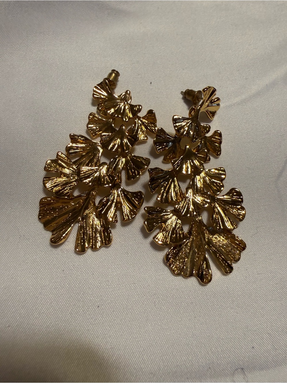 Gold Leaf Cascade Statement Earrings by